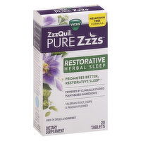 Vicks ZzzQuil Restorative Herbal Sleep, Pure Zzzs, Tablets, 20 Each