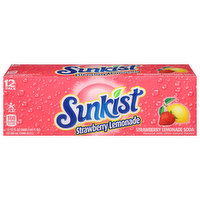 Sunkist Soda, Strawberry Lemonade, 12 Pack, 12 Each