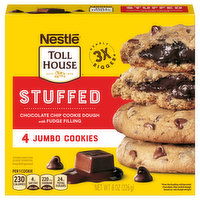 Toll House Cookies, Chocolate Chip Cookie Dough with Fudge Filling, Stuffed, Jumbo, 4 Each