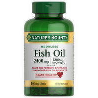 Nature's Bounty Fish Oil, Odorless, 2400 mg, Coated Softgels, 90 Each