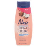 Nair Hair Remover, Natural Coconut Oil & Vitamin E, Shower Cream, 12 Ounce