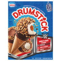 Nestle Drumstick Frozen Dairy Dessert Cones, Chocolate/Vanilla Caramel/Vanilla, Variety Pack, 8 Each