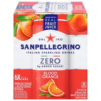 Sanpellegrino Beverage, Zero Added Sugar, Blood Orange, Sparkling, 6 Each