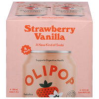 Olipop Soda, Strawberry Vanilla, 4 Pack, 4 Each