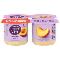 Danone Light + Fit Yogurt, Fat Free, Original, Peach, 4 Each