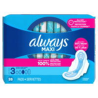 Always Maxi Maxi Pads with Wings, Size 3,, 26 Each