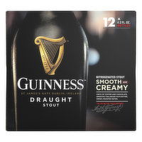 Guinness Beer, Stout, Draught, Nitrogenated, 12 Each