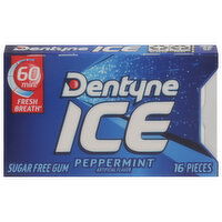 Dentyne Ice Gum, Sugar Free, Peppermint, 16 Each