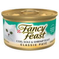 Fancy Feast Cat Food, Gourmet, Cod, Sole & Shrimp Feast, Classic Pate, 3 Ounce