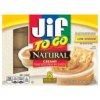 Jif To Go Peanut Butter Spread, Natural, Creamy, 8 Each