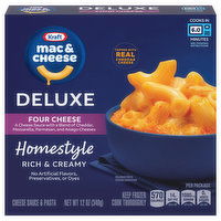 Kraft Cheese Sauce & Pasta, Four Cheese, Deluxe, Homestyle, Rich & Creamy, 12 Ounce