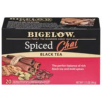 Bigelow Black Tea, Spiced Chai, Tea Bags, 20 Each