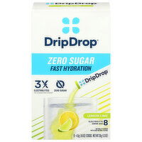DripDrop Zero Sugar Fast Hydration Lemon Lime Electrolyte Drink Mix, 8 Each