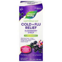Nature's Way Ages 6+ Sambucus Elderberry Syrup Berry Flavored Cold + Flu Relief, 4 Fluid ounce