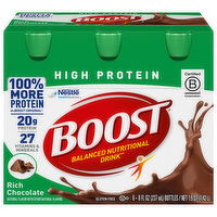 Boost Nutritional Drink, Balanced, High Protein, Rich Chocolate, 6 Each