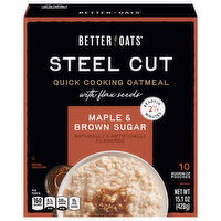 Better Oats Oatmeal, with Flax Seeds, Quick Cooking, Maple & Brown Sugar, Steel Cut, 10 Each