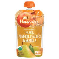 Happy Baby Organics Organic Pears, Pumpkin, Peaches & Granola Stage 2 (6+ Months) Baby Food, 4 Ounce