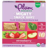 Plum Organics Snack Bars, Mighty, Strawberry, Tots, 6 Each