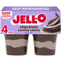 Jell-O Original Chocolate Vanilla Swirls Ready-to-Eat Pudding Snack Cups, 4 Each