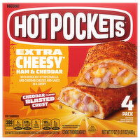 Hot Pockets Sandwich, Cheddar Flavor Blasted Crust, Ham & Cheddar, Extra Cheesy, 4 Pack, 4 Each