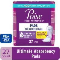 Poise Fresh Protection 6 Ultimate Long Pads, 27 Each