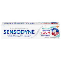 Sensodyne Toothpaste, Sensitivity & Gum, Clean & Fresh, 3.4 Ounce