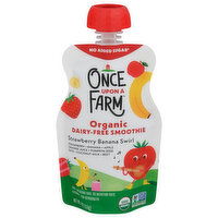 Once Upon a Farm Smoothie, Dairy-Free, Organic, Strawberry Banana Swirl, 4 Ounce