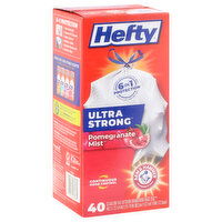 Hefty Ultra Strong Tall Kitchen Bags, Drawstring, Pomegranate Mist, 13 Gallon, 40 Each