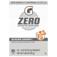 Gatorade Zero Thirst Quencher Powder, Zero Sugar, Glacier Cherry, 10 Each