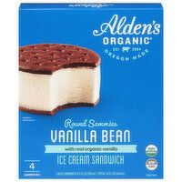 Alden's Organic Ice Cream Sandwich, Vanilla Bean, Round Sammies, 4 Each