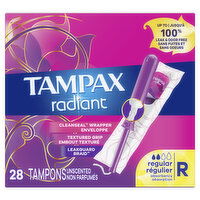 Tampax Radiant Radiant Tampons, Regular, 28 Each