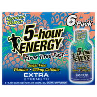 5-Hour Energy Sugar Free Extra Strength Tropical Burst Flavor Energy Shot, 6 Each