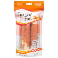 Good 'n' Fun Snack for All Dogs, Triple Flavor Chews, 7 Inch Rolls, 2 Each