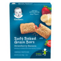 Gerber Grain Bars, Strawberry Banana, Soft Baked, Toddler, 12+ Months, 8 Each