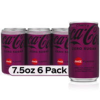 Coca-Cola Zero Sugar Cherry Mini Cans, Cherry Flavored Coca-Cola Diet Soda Soft Drink, 6 Each
