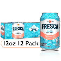 Fresca  Peach Soda Sparkling Flavored Soda Pop Soft Drink Zero Calorie And Sugar Free, 12 Each