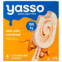 Yasso Yogurt Bars, Sea Salt Caramel, Greek, 4 Each