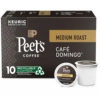 Peet's Coffee Café Domingo Medium Roast K_Cups, 10 Each