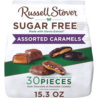 Russell Stover Chocolate Candy & Dark Chocolate Candies, Sugar Free, Assorted Caramels, 30 Each