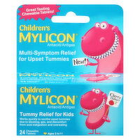 Children's Mylicon Tummy Relief, for Kids, Chewable Tablets, Cherry Flavor, 24 Each