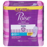 Poise Fresh Protection Pads, 4 Moderate, Long, 78 Each