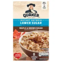 Quaker Instant Oatmeal, Lower Sugar, Maple & Brown Sugar, 8 Each