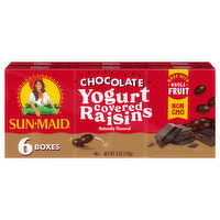 Sun-Maid Chocolate Yogurt Covered Raisins 6-Pack/1oz Cartons, 6 Each