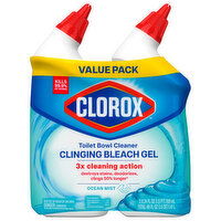 Clorox Clinging Bleach Gel Ocean Mist Toilet Bowl Cleaner Value Pack, 2 Each