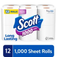 Scott 1000 Toilet Paper Bath Tissue, 12 Each
