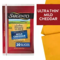 SARGENTO Sargento® Mild Natural Cheddar Cheese Ultra Thin® Slices, 20 slices, 8.202 Ounce