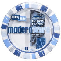 modernware Paper Plates, Designer, Heavy Duty, 6.87 Inch, 15 Each