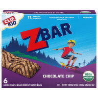 Zbar Energy Snack Bars, Whole Grain, Baked, Chocolate Chip, 6 Each