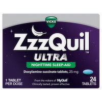Vicks Ultra ZzzQuil, Sleep Aid, Doxylamine Succinate 25mg, Sleep Aids for Adults, Nighttime Sleep Aid, 24 Each