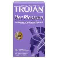 Trojan Her Pleasure Lubricated Latex Condoms, 12 Each